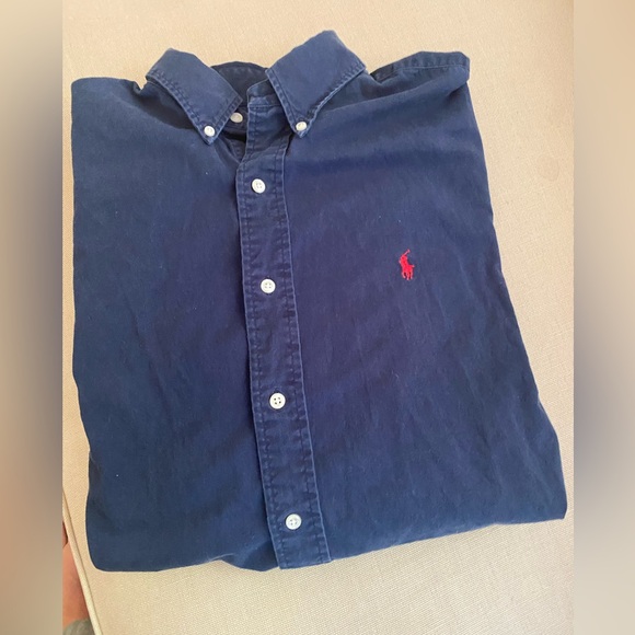 Ralph Lauren Vintage Blaire LS Button Down Cotton Twill Shirt in Navy L - Picture 5 of 5